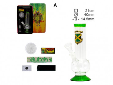 Glasbong Set "Bouncer Rasta" Jamaika, 21cm
