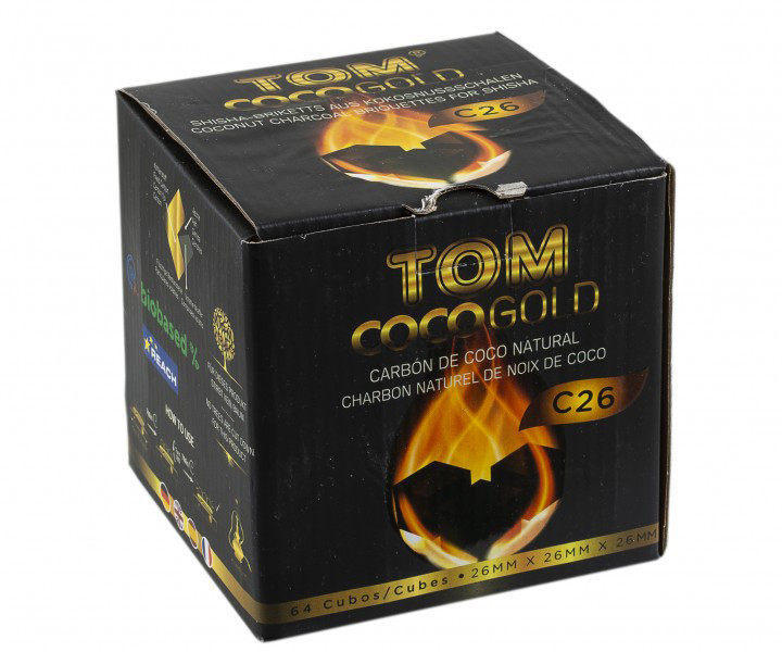 TOM Cococha Gold 20kg Naturkohle Shisha-Kohle 1440 Würfel Wasserpfeifen-Kohle